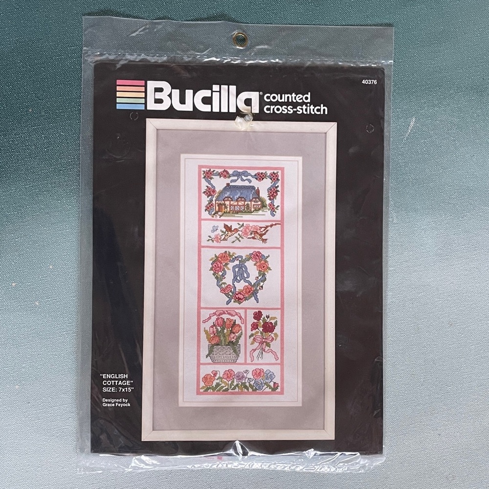 Bucilla Vintage Counted Cross Stitch Kit English Cottage 7” by 15”